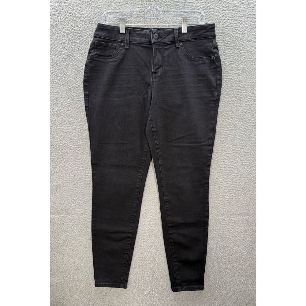 Maurices Jeans Womens Large Long Black Denim Mid Rise Skinny Stretch Casual